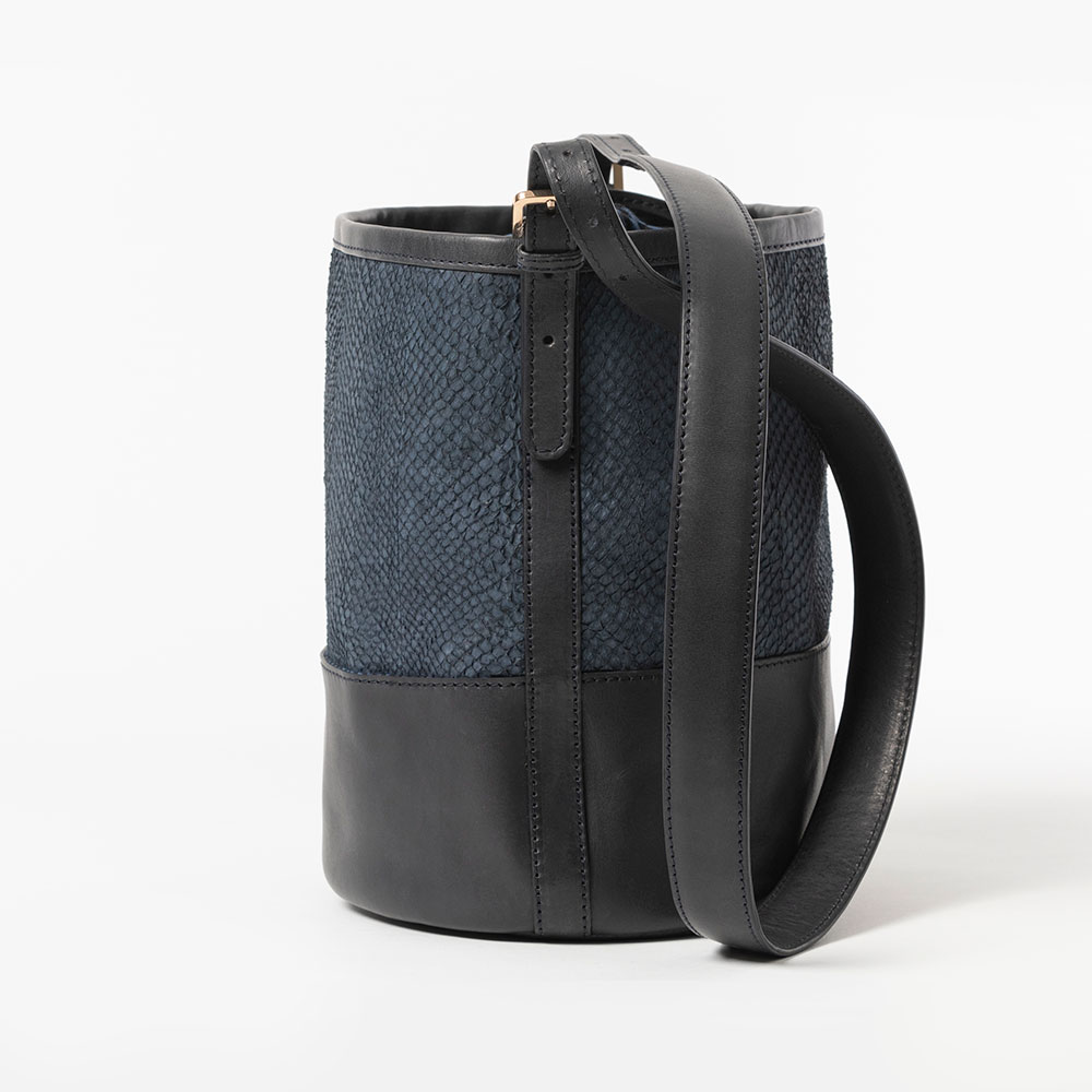Black Sustainable Leather Bucket Bag